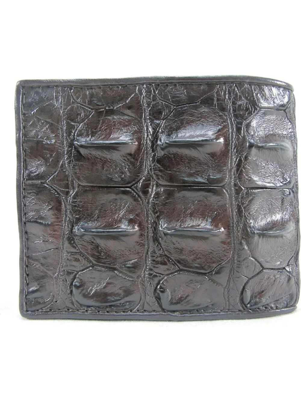 Genuine Crocodile Leather Bifold Wallet - 6 Card Slots, 2 ID Windows, Brown